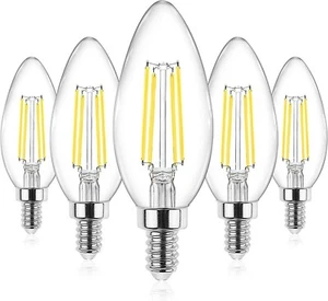 ASCHER 4W E12 C35 Decorative Bulbs - 400 Lumens - C35-B11-35YY (5-Pack) - Picture 1 of 6