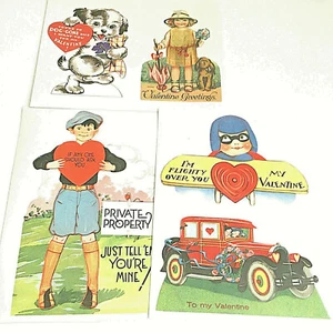 VALENTINE FIVE STICKERS DOG CAR BOY 4" TO 5 1/2" CRAFTING MAKE YOUR OWN VALENT - Picture 1 of 1