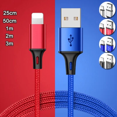 Heavy Duty Fast Charging Charger Cable For iPhone 7 8 11 12 13 14 Plus USB Cord - Image 1 of 4