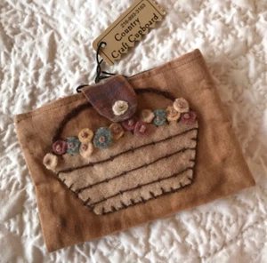 Fabric Applique Credit Card Case Coin Purse - Picture 1 of 2