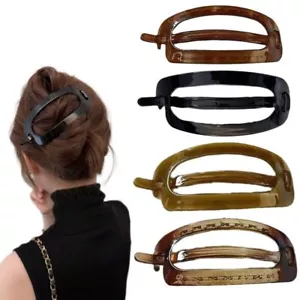 4pcs French Large Twist Oval Hair Clips Plastic Bun Ponytail Curved Hair Claw... - Picture 1 of 7