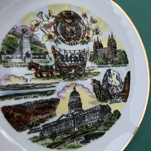 UTAH Vintage Keramik Souvenir Historisches Wahrzeichen Staat Teller - Bild 1 von 7