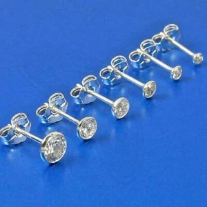 EINZEL Solitär 925 Silber Ohrstecker Ohrring Weiß Klar Zirkonia Damen SINGLE - Picture 1 of 7