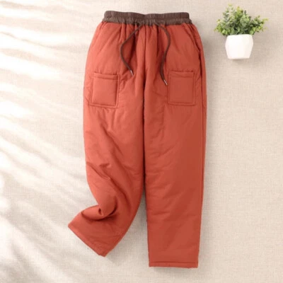 Dama Pantalones Gruesos Acolchados Acolchados Pantalones Cónicos Cordón Invierno Diario Chic Foto 1 de 4