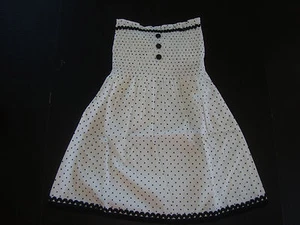 Punch White w Black Dots Strapless Sleeveless Tie Back Tube Top Babydoll Shirt - Picture 1 of 11