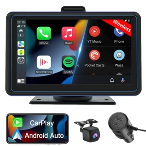 Radio Coche Portátil 7" Pantalla Táctil 2K Inalámbrico CarPlay Android Coche + Cámara BT5.0 - Imagen 1 de 13