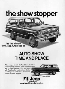 1974 Jeep Cherokee "The Show Stopper" Original Print Ad - Picture 1 of 1