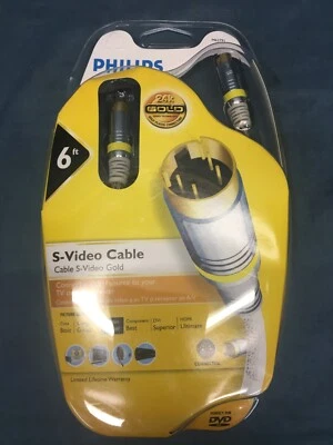 Cable Phillips S-Video M62791 conectores chapados en oro 24K 6 pies de largo Foto 1 de 4