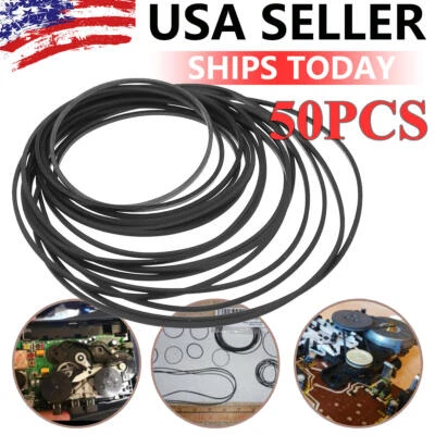 DAZONE 50PCS Black Rubber Drive Belt for Cassette Player Recorder Repair Replacement US