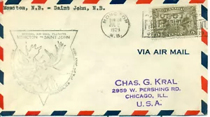 Canada 1929 FFC First Flight Cover Moncton New Brunswick - St John Newfoundland - Photo 1/2