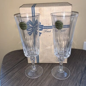 2 Vintage Salem French Lead Crystal Water wine Glasses 7" tall original box - Picture 1 of 3