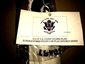 NUOVO ~ U.S. COAST GUARD~Bianco e Nero~Maglia~Nylon~Bandiera Auto Doppio Lato 12"x18" - Foto 1 di 2