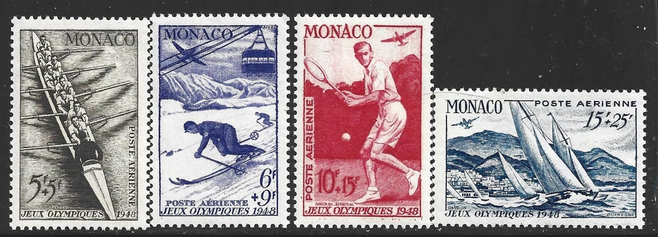 Mónaco, Scott #CB7-CB10, números olímpicos, MLH Foto 1 de 1