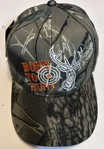 'Born To Hunt' Dear Head Camo Casual Adj Strap Cap One Size Fits All - Picture 1 of 12