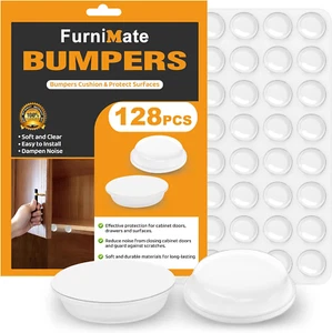 Cabinet Door Bumper 128PCS- Cabinet Bumpers Clear, Cabinet Stoppers Rubber Bumpe - Picture 1 of 12