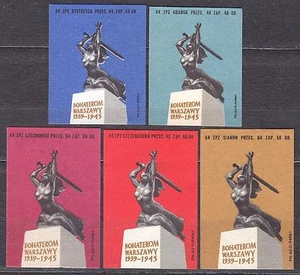 POLAND 1964 Matchbox Label Z#517 set, NIKE statue, the heroes of Warsaw - Picture 1 of 1