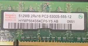 Memoria Ram DDR2 512 Mb 2Rx16 PC2-5300S-555-12 - Imagen 1 de 3