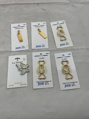 JHB Zipper Pull / Pendant •Gold  Tone Metal • Made In France • NEW Set of 2 Plus - Image 1 of 4