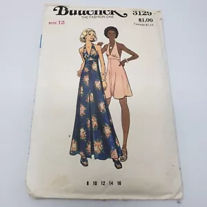 Butterick Sewing Pattern 3129 High Waisted Halter Flared Dress Womens size 12 - Picture 1 of 4