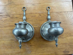 Cute Pair Nickle over Brass Wall Sconces, As Found, Need Restored, Free S/H - Picture 1 of 9