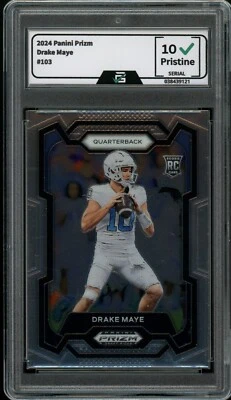 2024 Panini Prizm #103 Drake Maye GRADED 10 GEM MINT RC Rookie Card - Image 1 of 2