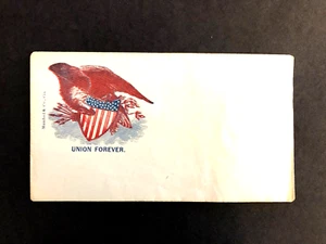 Unused Civil War Era Union Forever Postal Cover with Eagle and Patriotic Shield - Imagen 1 de 2