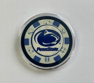 PENN STATE LIONS FOOTBALL Poker Chip GOLF BALL MARKER CARD GUARD INCAPSULATO - Foto 1 di 1