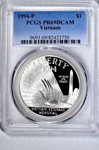 1994-P $1 Vietnam Silver Dollar PCGS PR69DCAM #750 Cover