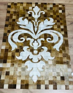 Display Stock Clearance Cow Hide Patchwork Black Brown Abstract Rug 120x170cm - Picture 1 of 5