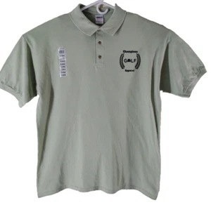 Gildin Men's Polo/Golf Logo Shirt XL Tea Green Collared Short Sleeve Henley Neck - Picture 1 of 17