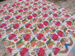 Colcha Floral Kantha India Algodón Blanco Estampado en Bloque Hecha a Mano King I - Imagen 1 de 5