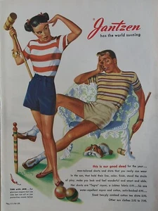 1947 vintage Jantzen sunclothes print ad. beautiful colors, original item - Picture 1 of 1