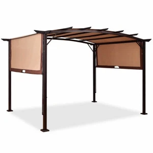 12' x 9' Pergola Kit Metal Frame Gazebo &Canopy Cover Patio Furniture Shelter - Picture 1 of 10