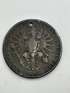 1866 A Prusia Reino Alemán Wilhelm Koenig 90% Moneda de Plata EIN FONDO Agujereado - Imagen 1 de 2