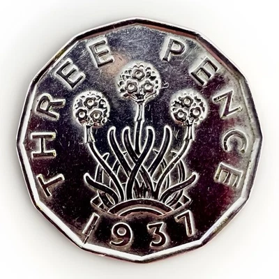 Great Britain 3 Pence 1937 - King George Vl  Chromium Plated  KM#849 6.81g - Image 1 of 2