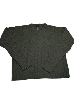 Pure & Simple 100% Lambswool Cable Knit Sweater Men’s L Green Crewneck Pullover - Bild 1 von 7