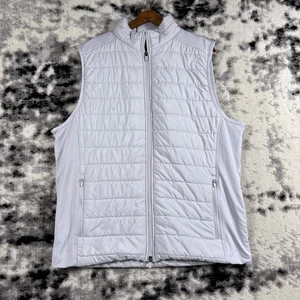 Rhoback Puffer Vest Mens Size Large White Full Zip Golf Preppy Office Career - Picture 1 of 15