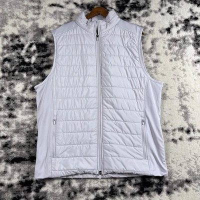 Rhoback Puffer Vest Mens Size Large White Full Zip Golf Preppy Office Career - Image 1 of 4
