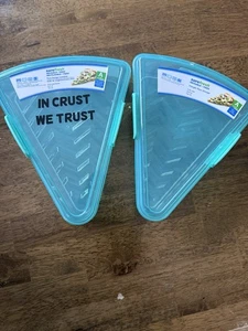 2 New Pizza Storage Containers BPAfree Space-Saving Triangle surefresh Reusable  - Picture 1 of 3