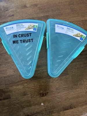 2 New Pizza Storage Containers BPAfree Space-Saving Triangle surefresh Reusable  - Image 1 of 3