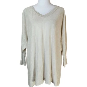 Garnet Hill Leinen Oversize V-Ausschnitt Pullover Damen kleiner Strick Lagenlook - Bild 1 von 10