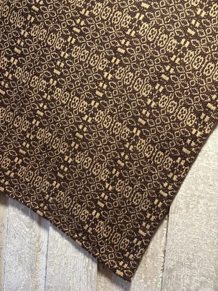 New Primitive Colonial TAN BROWN QUEEN COVERLET Woven Bedspread - Image 1 of 1