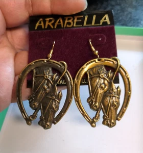 Western Ohrringe Country Baumeln Cowboy Pferderennen Hufeisen 2,5" x 1,5"    - Bild 1 von 4