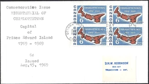 🍁Canada  #499 Block  "PRINCE EDWARD ISLAND"   Fine Used  1969 First Day Cover - Picture 1 of 2