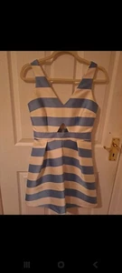 Topshop Blue And White Candy Striped Mini Dress - Picture 1 of 2