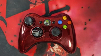 Microsoft Xbox 360 Red Chrome Wireless Controller 1403 Tested Working - Image 1 of 4