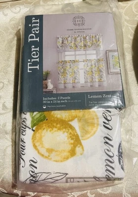 Par de cortinas Waverly Lemon Zest de 2 piezas varilla bolsillo ventana nivel Foto 1 de 2