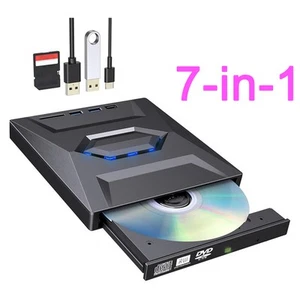 USB 3.0 Externes CD/DVD Laufwerk Brenner Player mit Type-C für Laptop PC Schwarz - Bild 1 von 23