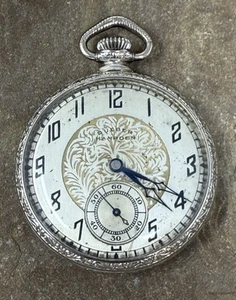 Vintage Ornate Dueber Hampten 10k Gold Filled Pocket Watch Runs - Picture 1 of 9