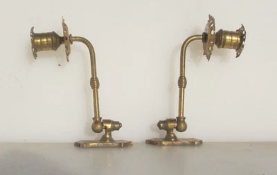 Antique Brass Piano Candle Holders Lights Sconces Old Victorian Vintage - Image 1 of 4